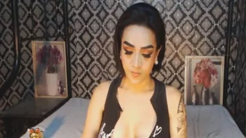 Tattooed yummy tranny Faps Her Stiffed Boner