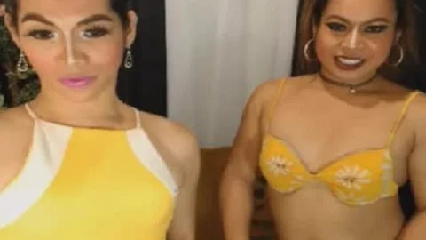 Exotic t-girl duo Play penis And butthole