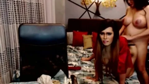 Two lewd shemale Playfully poke Each Other