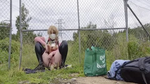 ladyboy Sissy Wearing A penis And Riding Dildos In Public