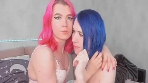 beauty ladyboy duo kissing whilst nude