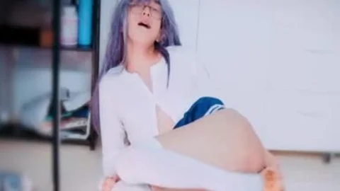 lovely asian Sissy cum With Foxtail