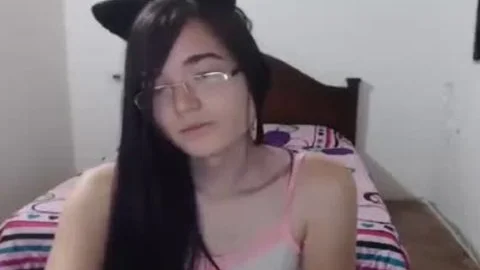 nasty shelady With Glasses Masturbates All Alone