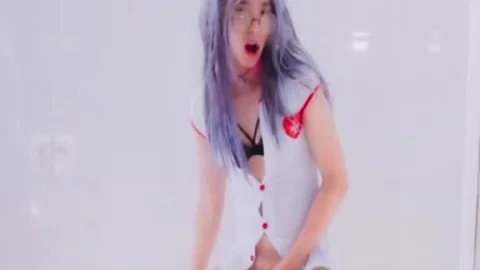 charming Sissy Nurse Masturbating With Foxtail & butthole