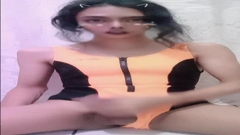 oriental ladyboy Masturbation before Swimming